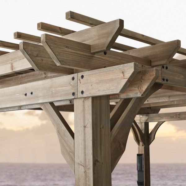 Backyard Discovery Somerville 14' x 10' Barnwood Stain Cedar Wood Pergola - Image 7