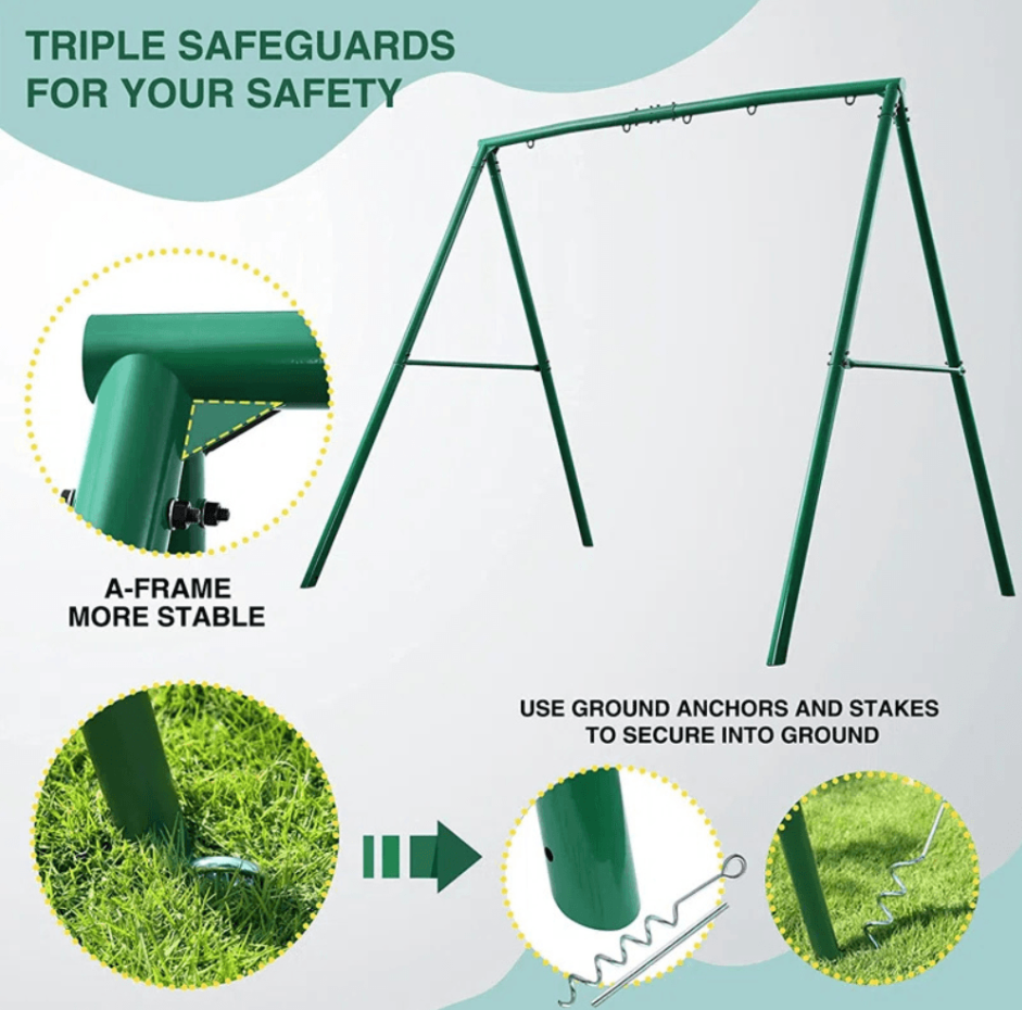 Designasofa 440 lbs Heavy-Duty Metal Swing Frame A-Frame Stand with 5 Hooks - Image 3