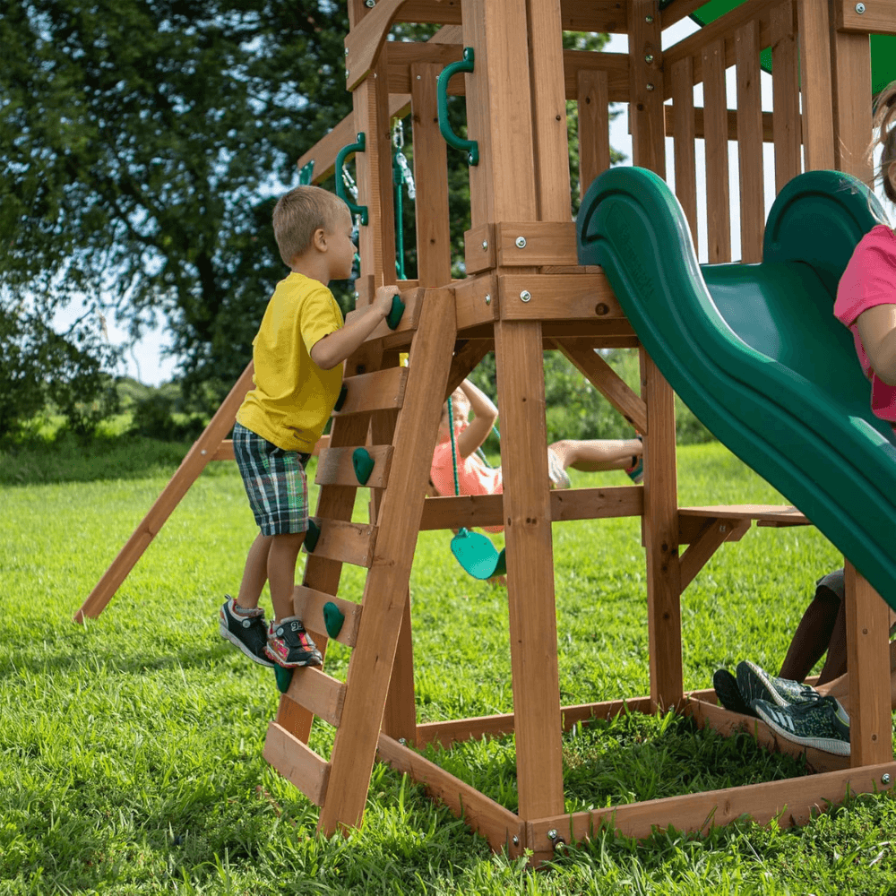 Backyard Discovery Canyon Creek Cedar Wood Outdoor Playset with Slide and Kitchen - Image 6
